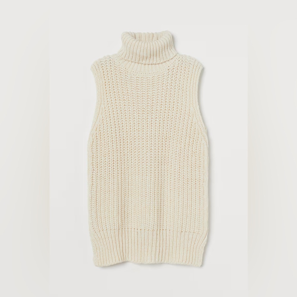 H&M Tunic Knitted Turtleneck Sleeveless Sweater